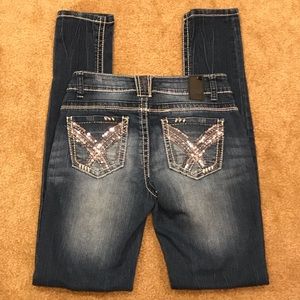 Vanity Womens 26x32 Embellished Distressed Jeans